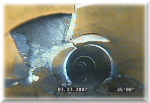 Inside a broken pipe